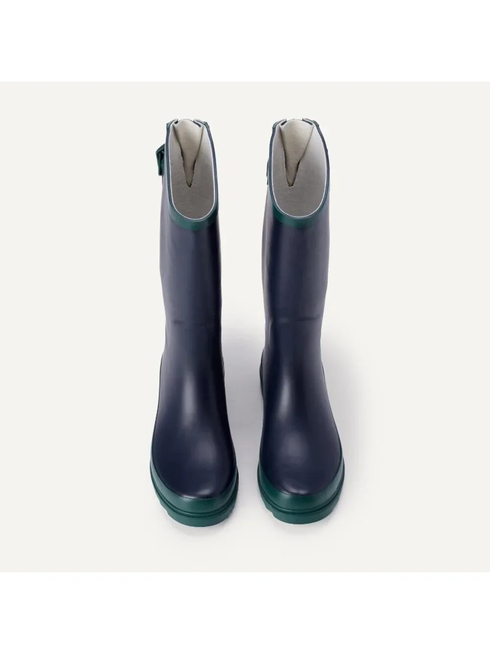 Women's Navy Waterproof Adjustable Buckle Classic Outsole Knee High Rain Boot